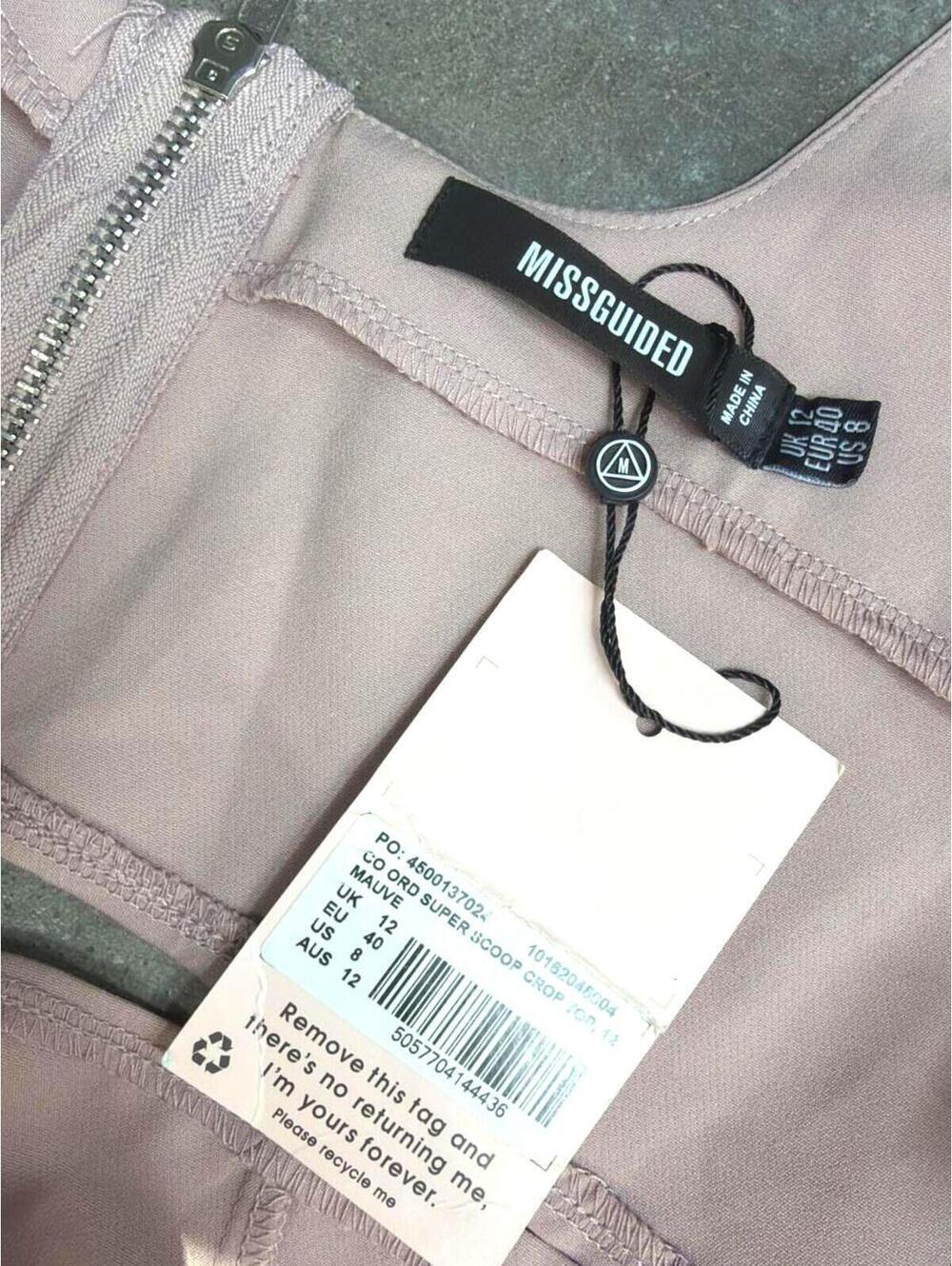 MISGUIDED Taupe Crop Top NWT Minimalist Y2K Bralette Tank - Picture 5 of 5